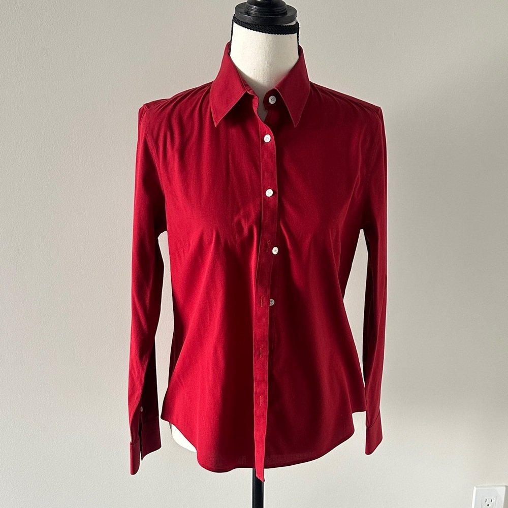 Talbots Women's Red Button-Down Shirt size 4